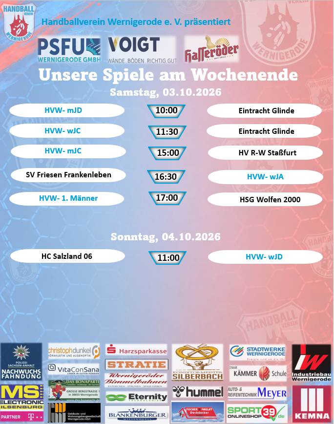 Unsere Spiele am Wochenende!