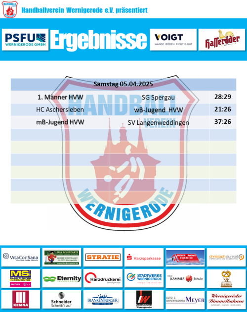 Spielergebnisse vom 05.04.2025