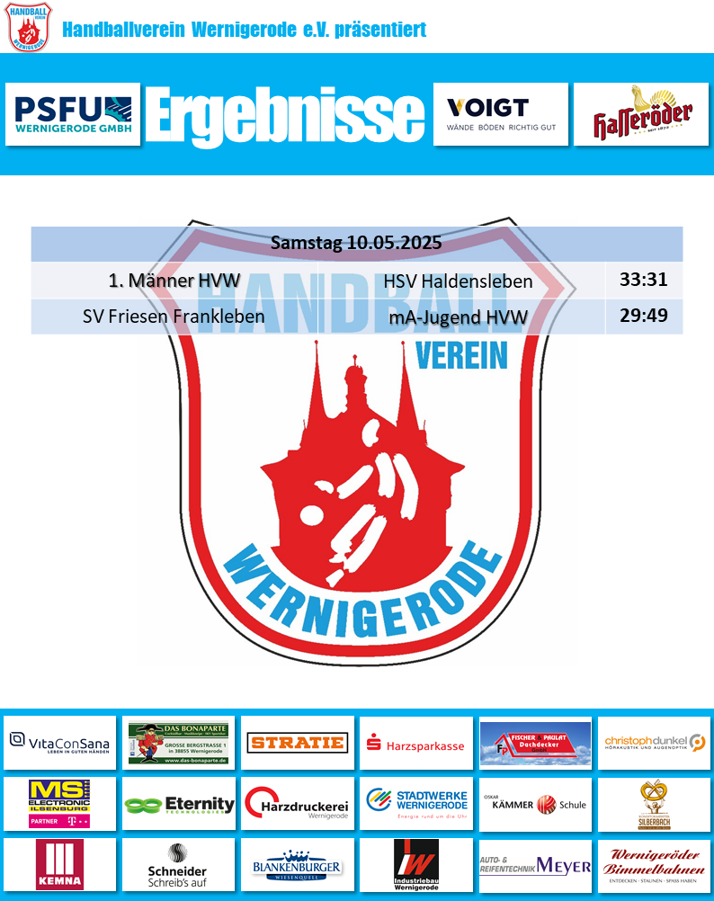 HVW Spielergebnisse vom 10.05.2025