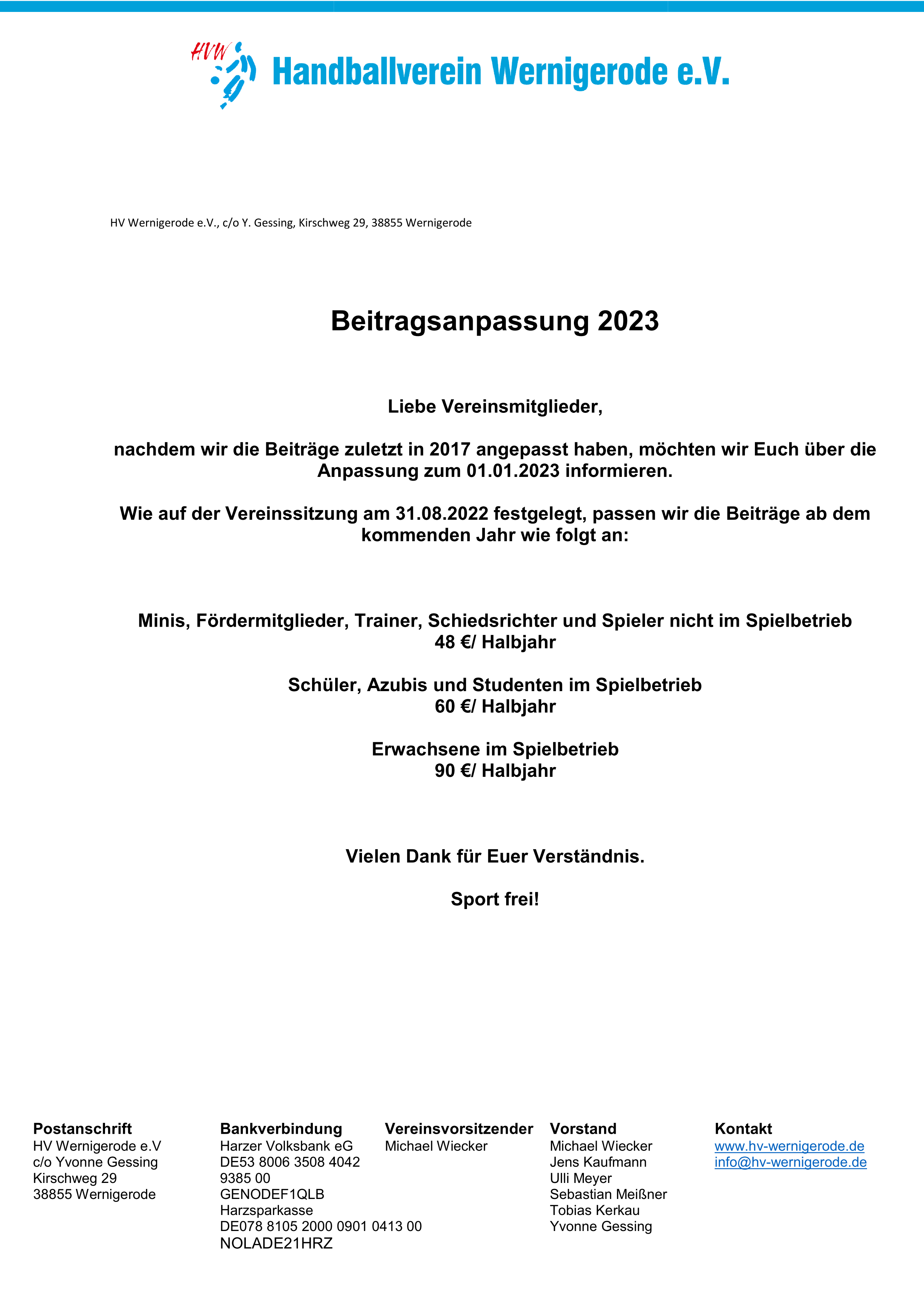 Informationen zum Mitgliedsbeitrag 2023