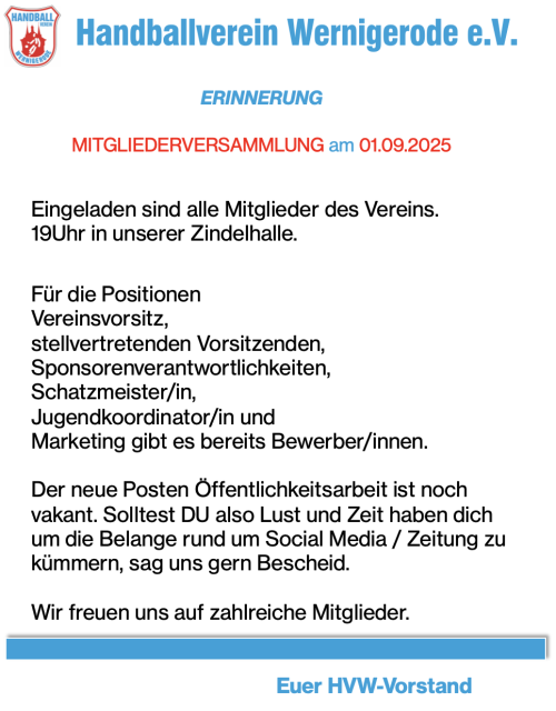 Erinnerung Mitgliederversammlung