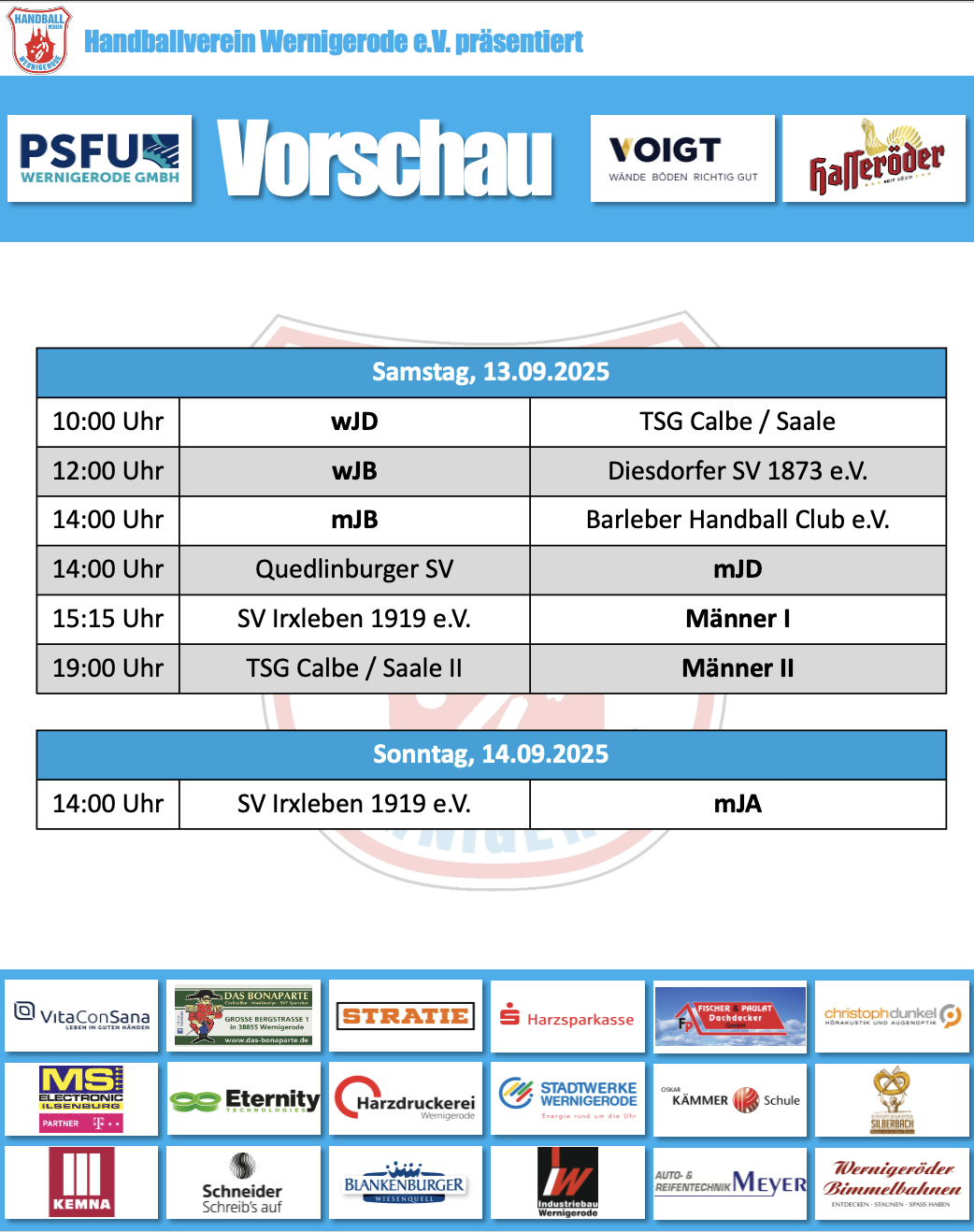 Spieltagsankündigung