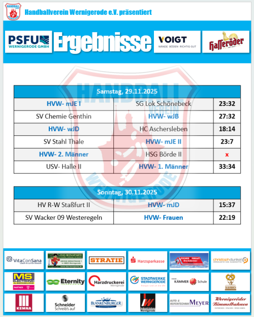 Spielergebnisse Vom Wochenende!