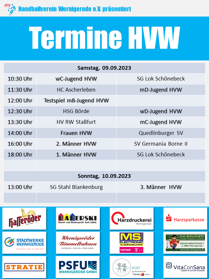 HVW Spielansetzungen vom 09.09.23