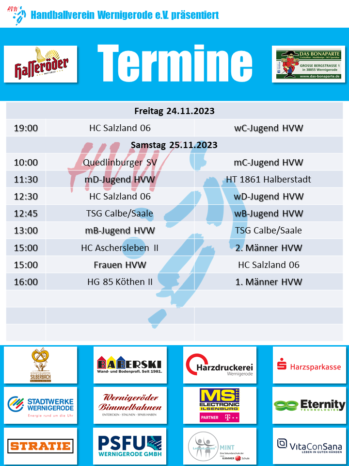 HVW Spiele am Wochenende 18./19.11.2023