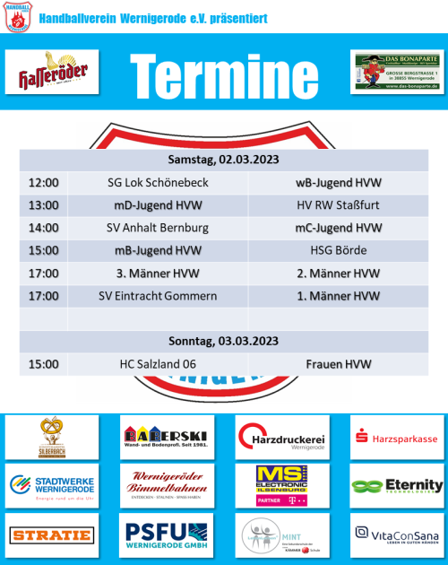 HVW Spiele am Wochenende 02./03.03.2024