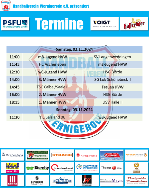 HVW Spiele am 02./03.11.2024