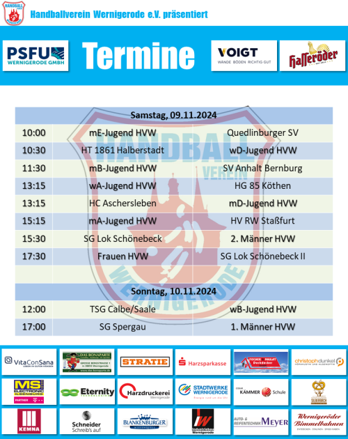 HVW Spiele am Wochenende 09./10.11.2024