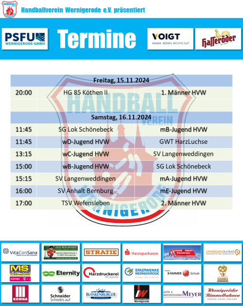 HVW Spiele am 15./16.11.2024