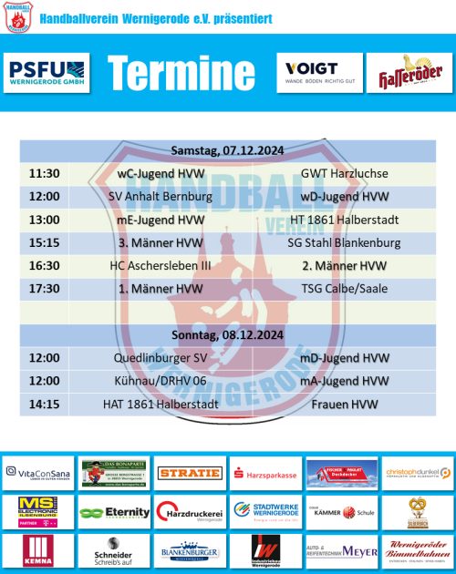 HVW Spiele am 07./08.12.2024