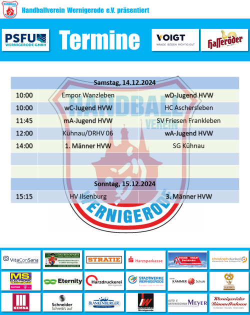 HVW Spiele am 14./15.12.2024