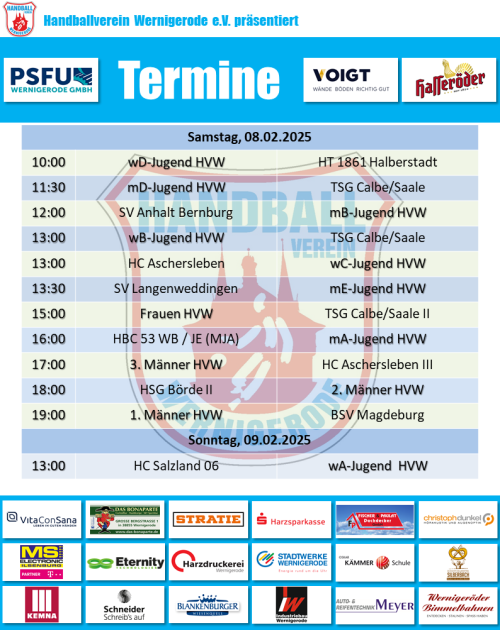 HVW Spiele am Wochenende 08./09.02.2025