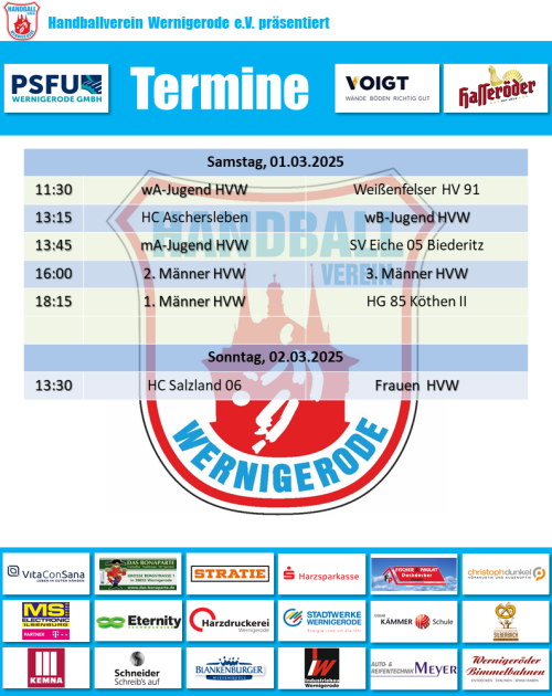 HVW Spiele am 01./02.03.2025