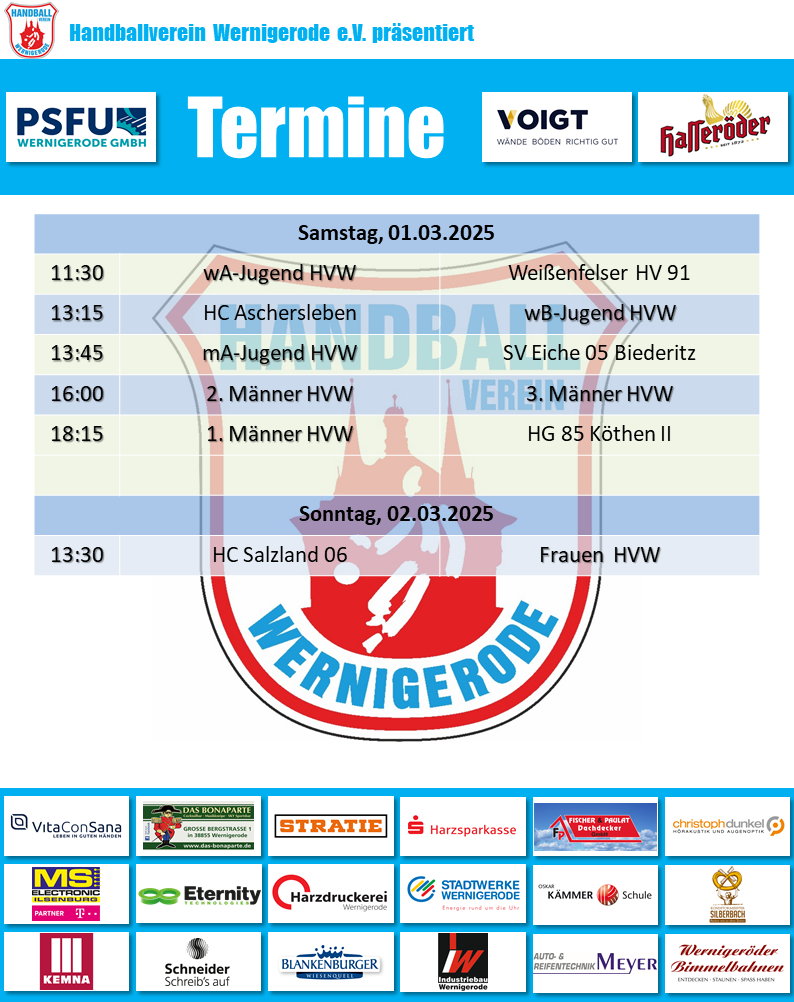 HVW Spiele am 01./02.03.2025