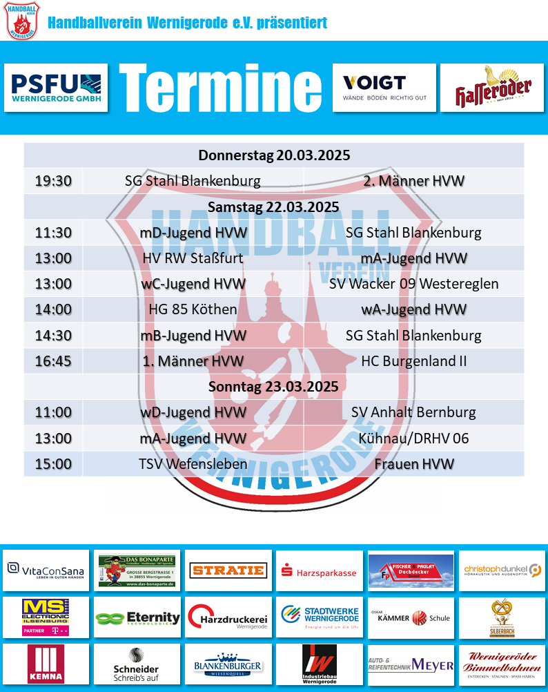 HVW Spiele vom 20.-23.03.2025