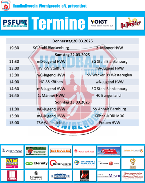 HVW Spiele vom 20.-23.03.2025
