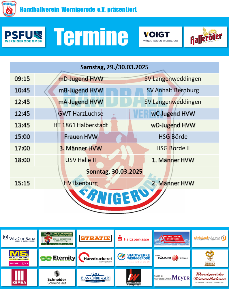 HVW Spiele am 29./30.03.2025