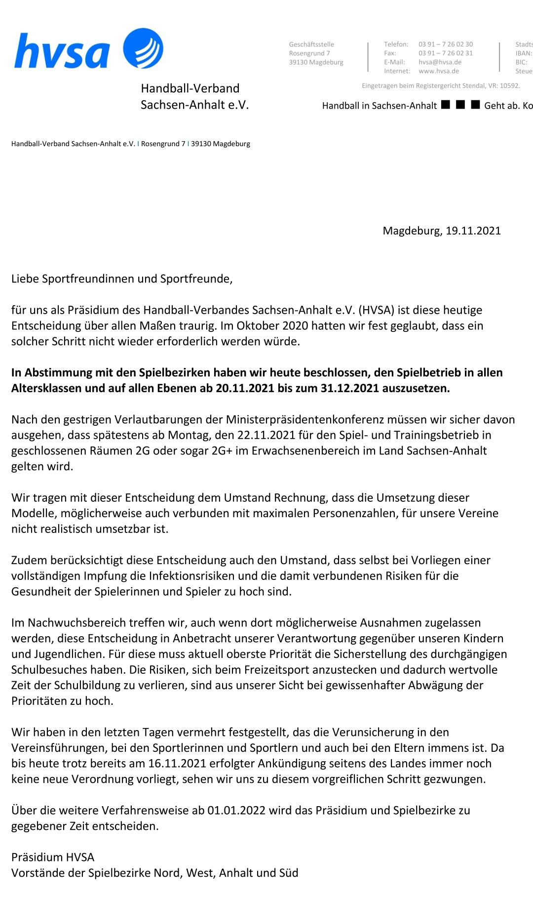 Saison 2021/22 wird unterbrochen
