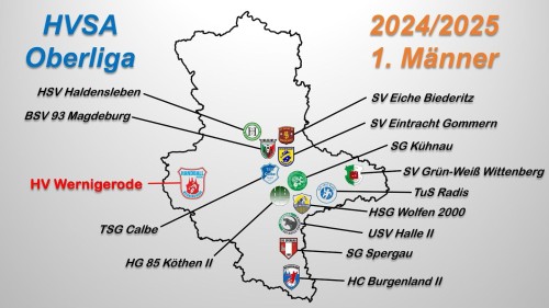 Landkarte der HVSA OBERLIGA 2024/2025 