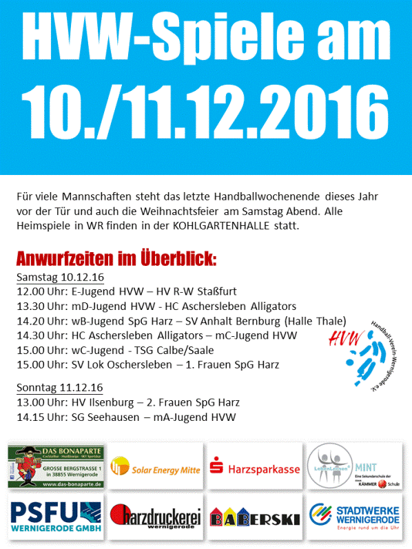 Letzter Heimspieltag im Jahr 2016
