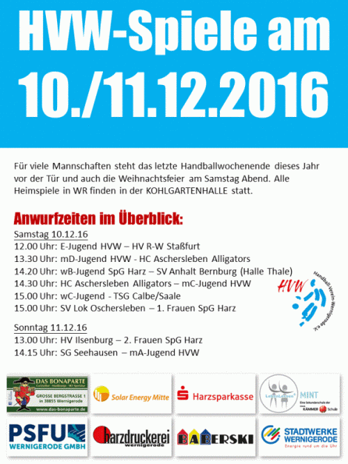 Letzter Heimspieltag im Jahr 2016