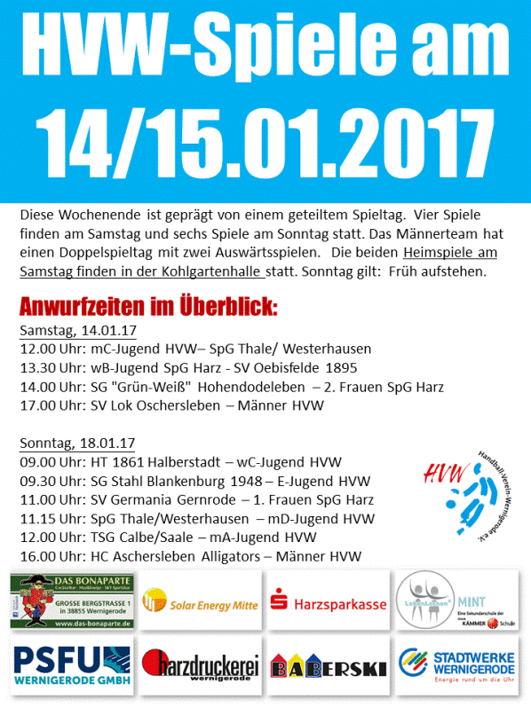 Volles Programm für den HVW am kommenden Wochenende