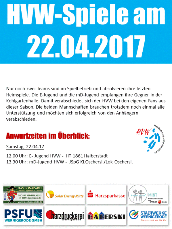 Die letzten Heimspiele in der Saison 2016/17 stehen an