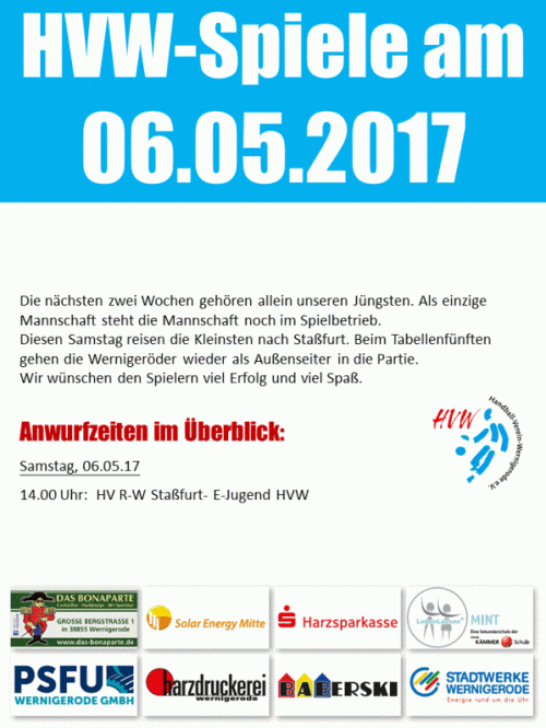 Spieltag des HVW am 06.05.2017