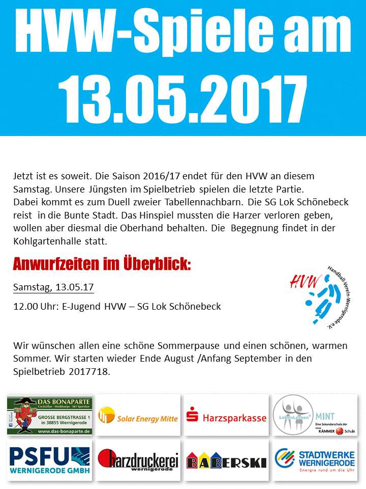 Alles hat ein Ende, auch die Saison 2016/17. Der letzte Spieltag.