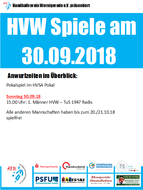 Ansetzungen HVW 30.09.18