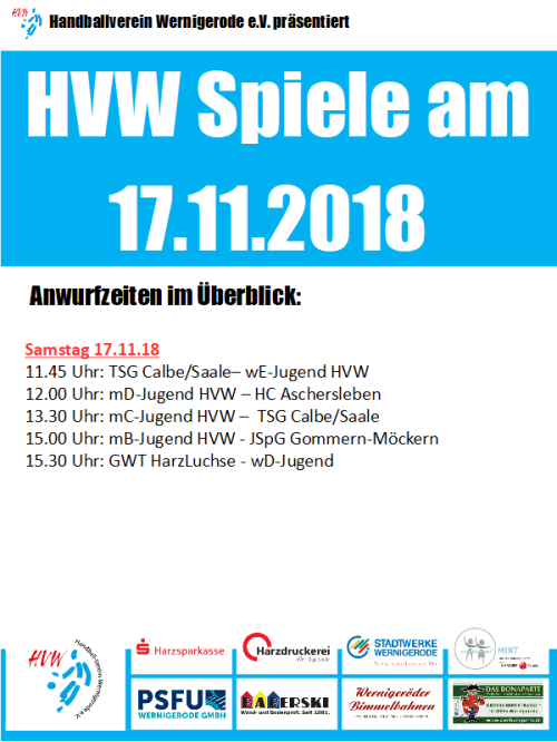 HVW Spiele am 17.11.18