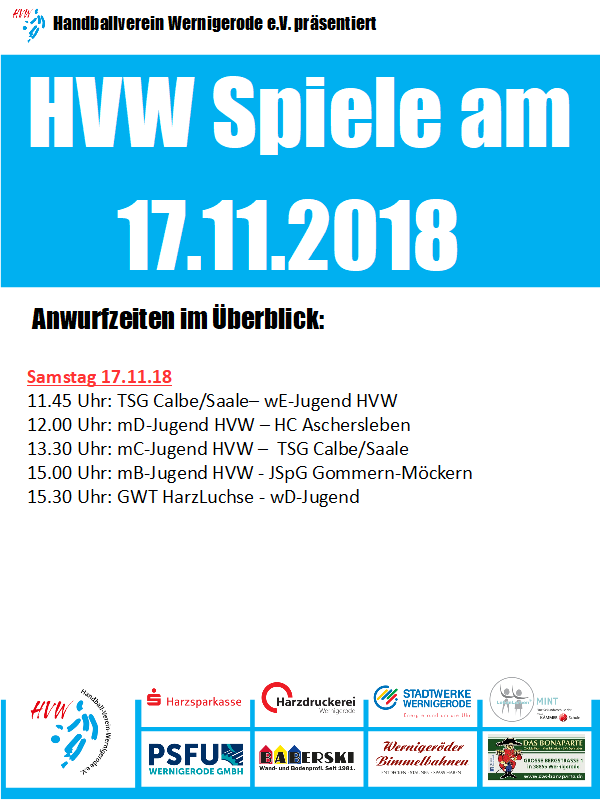 HVW Spiele am 17.11.18