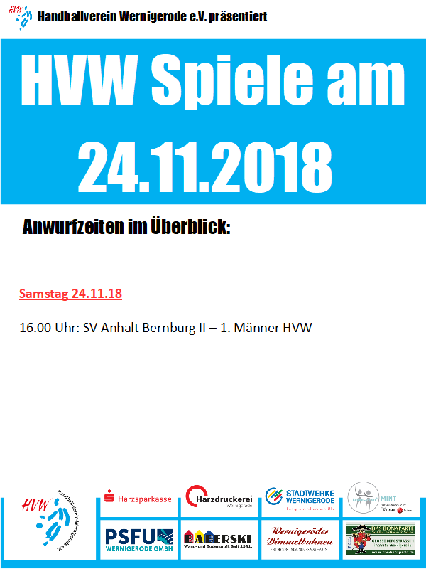 Nur ein HVW Spiel am 24.11.18