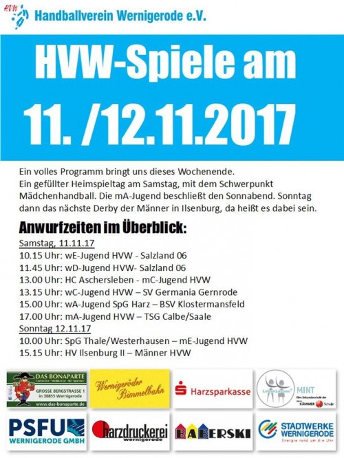 HVW Spieltag am 11./12.11.17