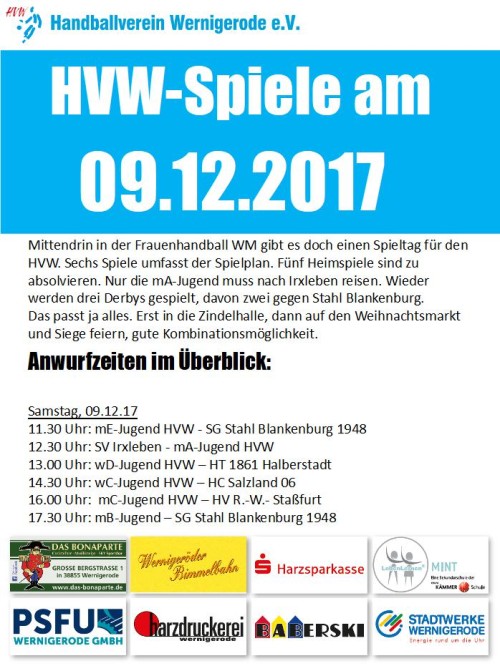 HVW Spiele am 09.12.17