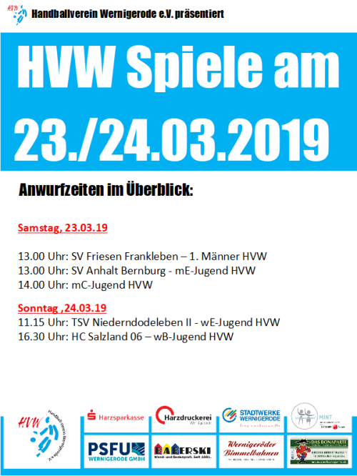 HVW Spiele am 23./24.03.19