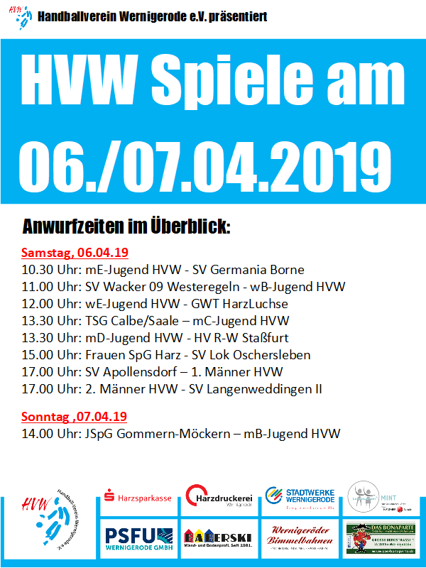 HVW Spiele am 6./7.4.19