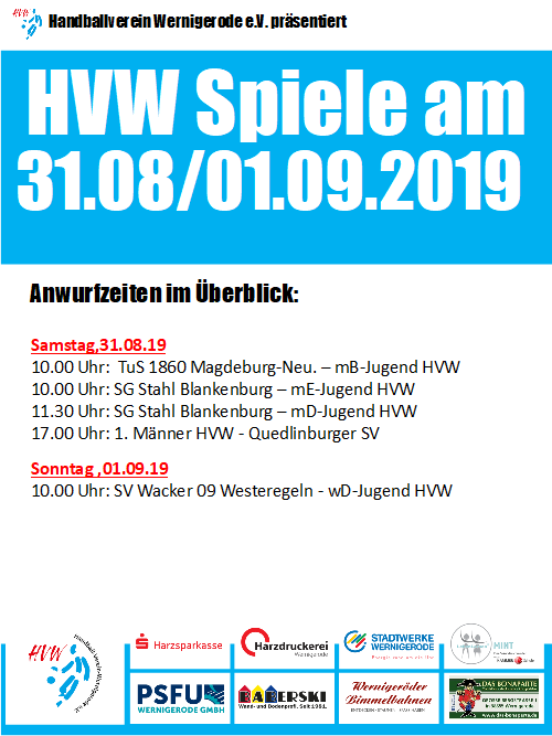Spieltermine 31.08./01.09.19