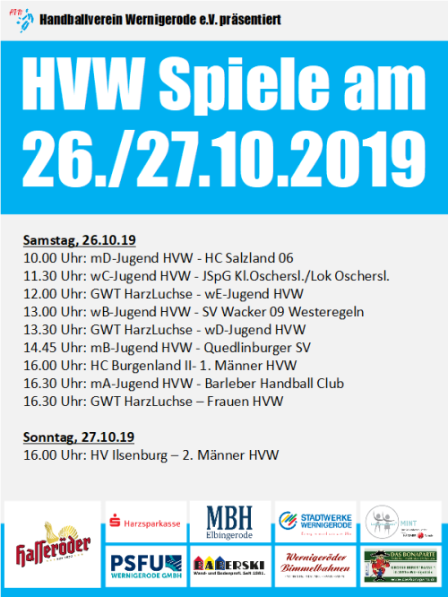 HVW Spiele am 26./27.10.19