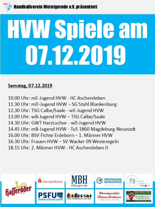 HVW Spiele am 07.12.2019