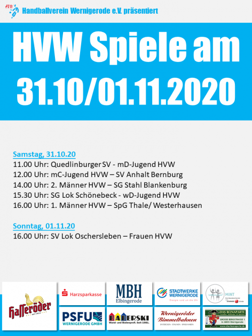 HVW Spiele am 31.10/01.11.2020