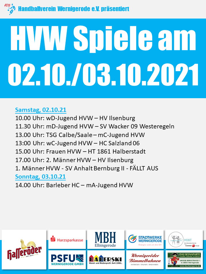 HVW Spiele am 02./03.10.21
