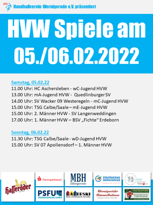 HVW Spiele am Wochenende 05./06.02.22
