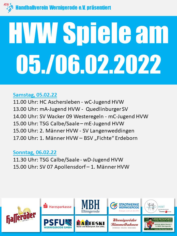 HVW Spiele am Wochenende 05./06.02.22