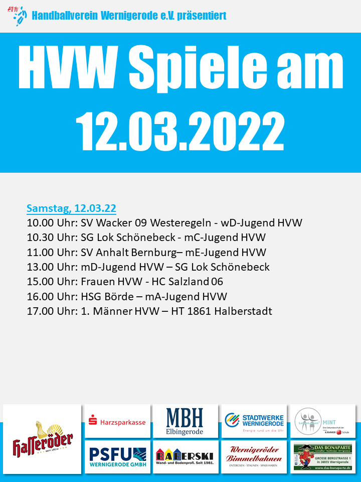 Alle HVW Spiele am 12.03.2022