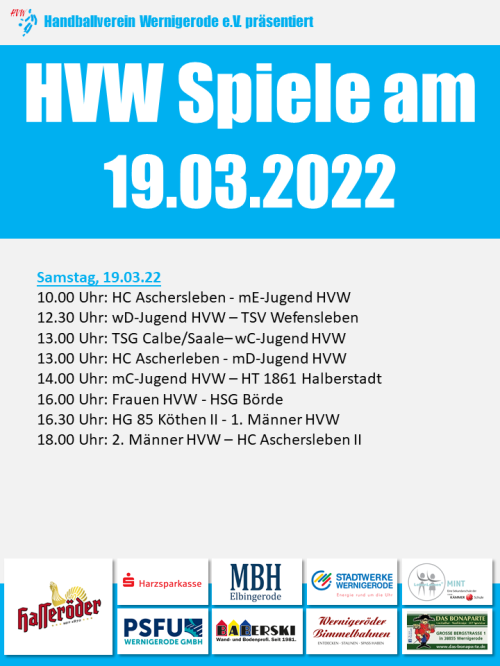 HVW Spiele am 19.03.2022