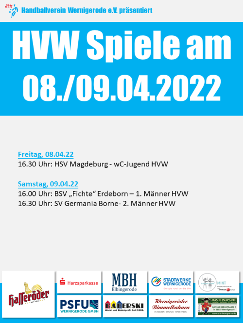 HVW Spiele am 08./09.04.2022