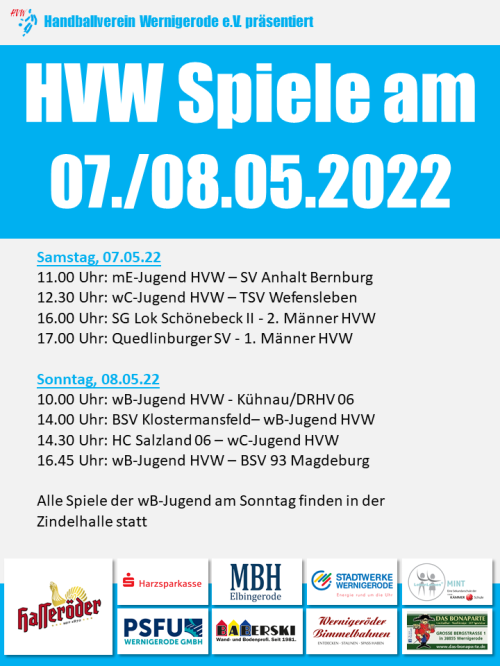 HVW Spiele am Wochenende 07./08.05.2022