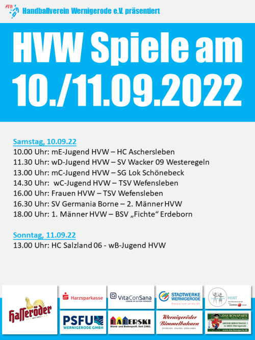 HVW Spiele am Wochenende 10./11.09.2022