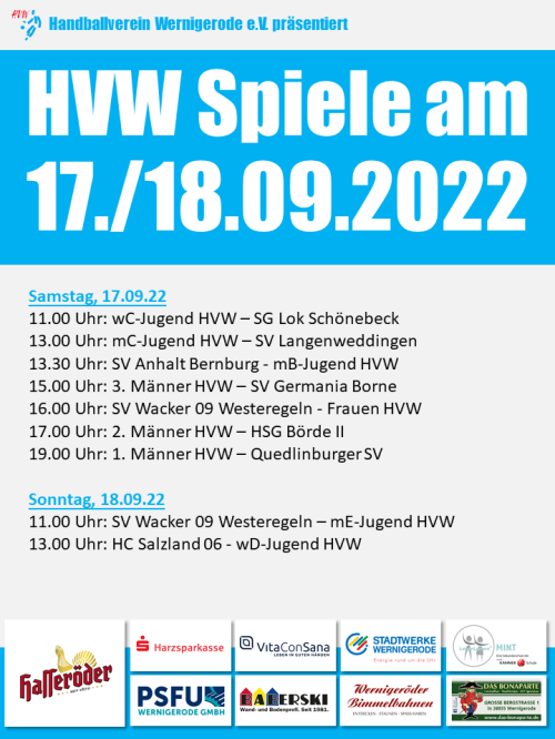 9 HVW Spiele am 17./18.09.2022